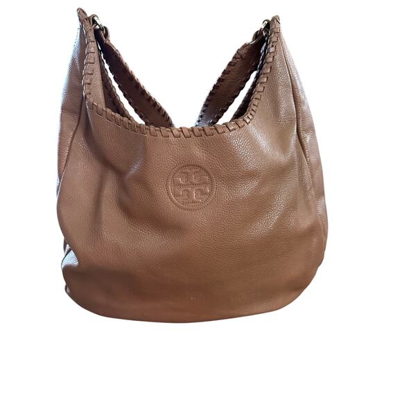 Tory Burch Women's Brown Leather Crescent Shaped Silhouette Hobo Bag - Picture 1 of 7